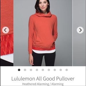 Lululemon All Good Pullover size 6 in Heathered Alarming (orange!)